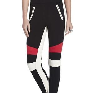 BCBGMAXAZRIA Women's Black White Bond Coloblocked Leggings Size Large